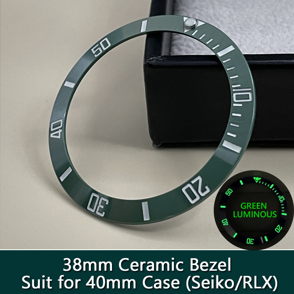 Sub green ceramic bezel insert super C3 green/blue luminous watch case outer ring 38mm*30.6mm suit for 40mm GMT NH35 series watch