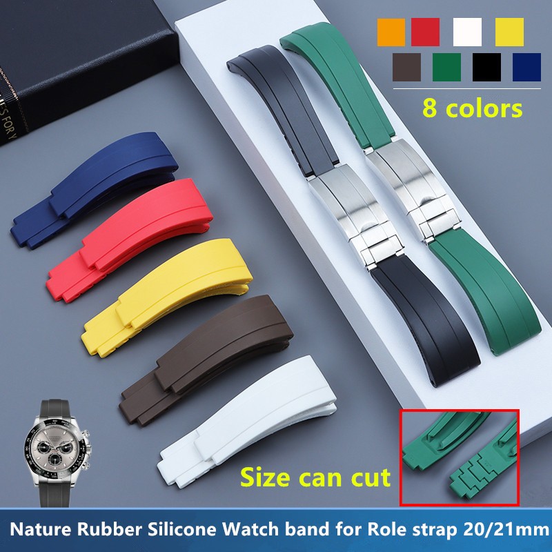 20mm 21mm Adjustable Watchband for Rolex Strap Role Daytona Submarines GMT Yacht-Master OYSTERFLEX Glidelock Rubber Watch Band