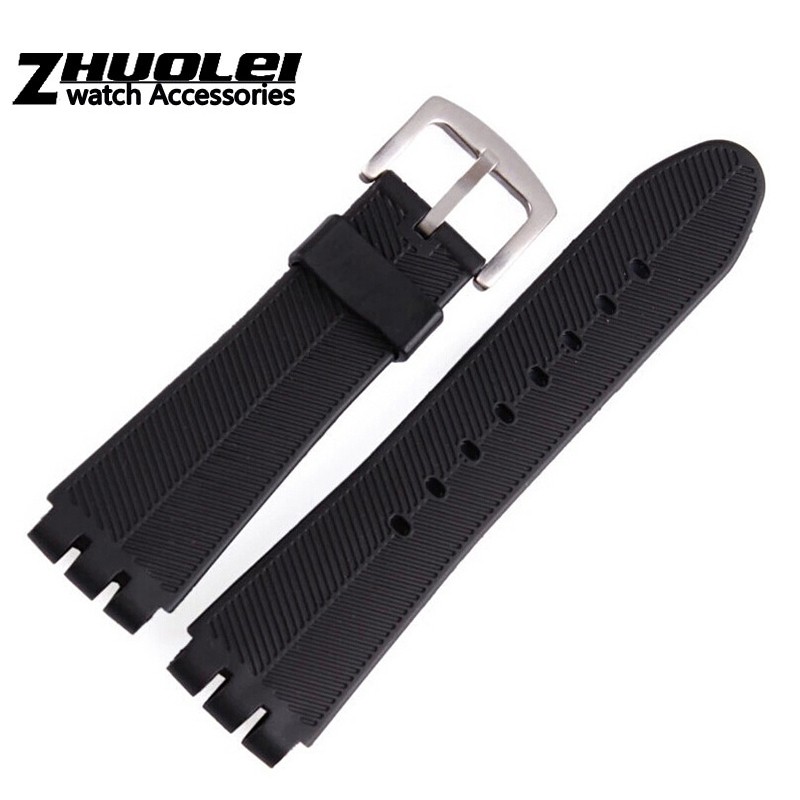 Rubber band for swatch 23mm men's watch, high quality, black, soft, waterproof, silicone, watch straps, black