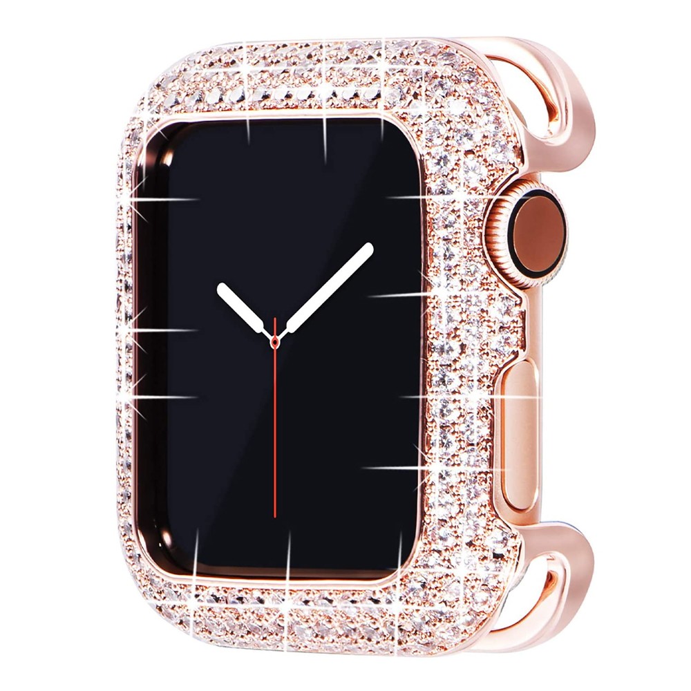 Loose Style 44mm Bling Case For Apple Watch 7 SE 6 5 4 3 40mm Frame Bronze Metal Jewelry Protective Cover 41mm Crystal 45mm