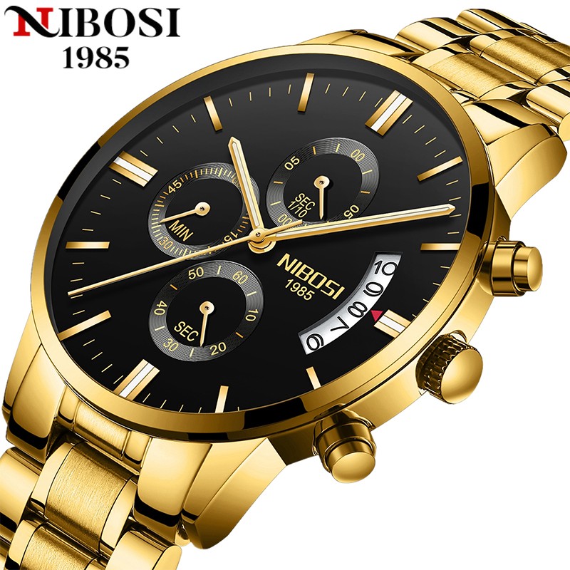 2309 NIBOSI Luxury Brand Mens Watches Business Dress Quartz Wristwatch Waterproof Chronograph Watch for Men Relogio Feminino