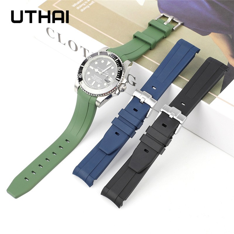 20mm Soft FKM Fluorine Rubber Strap Watch For Men And Women Watchband Universal Waterproof Silicone Watch Strap UTHAIG28