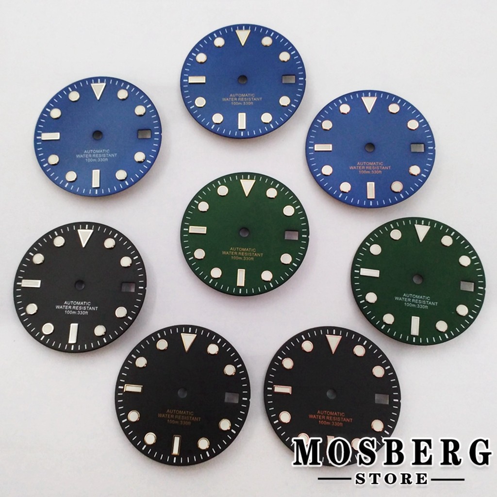 29mm sterile black green blue watch dial with date window for NH35 NH35A automatic movement accessories parts