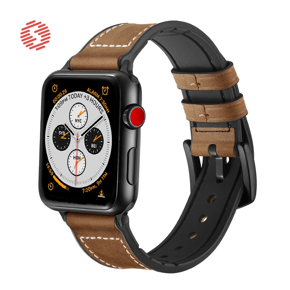 ShengOne Leather And Soft Silicone Fashion Band For Apple Watch 7 6 SE 5 4 45 44 42mm Replacement Watchband Bracelet 41 40 38