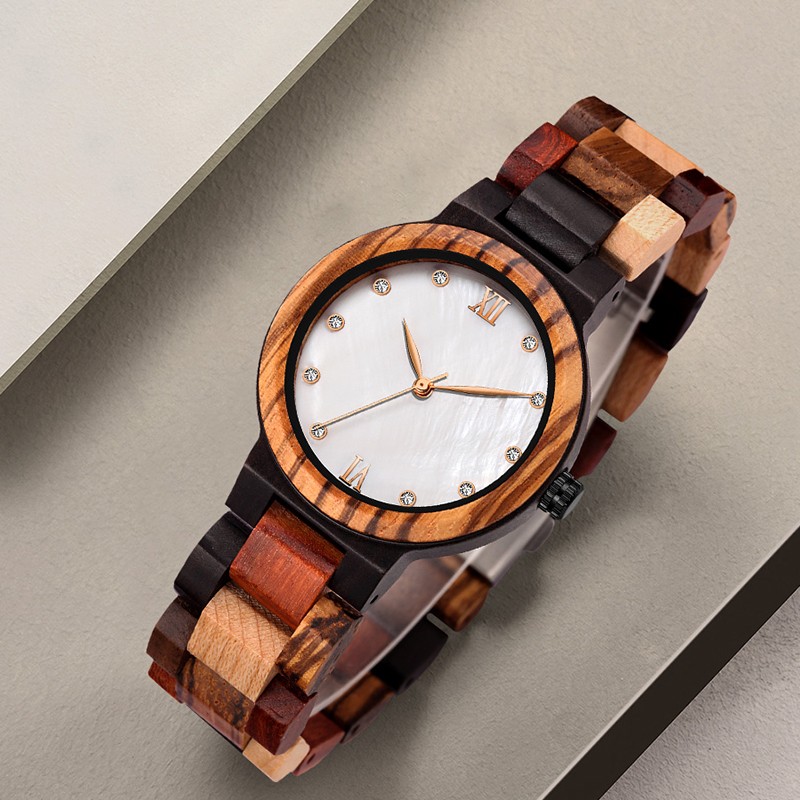 Kunhuang Ladies Watch Top Fashion New Wooden Quartz Watch Japan Movement Business Watch Great Gift Wood Boxmontre Femme