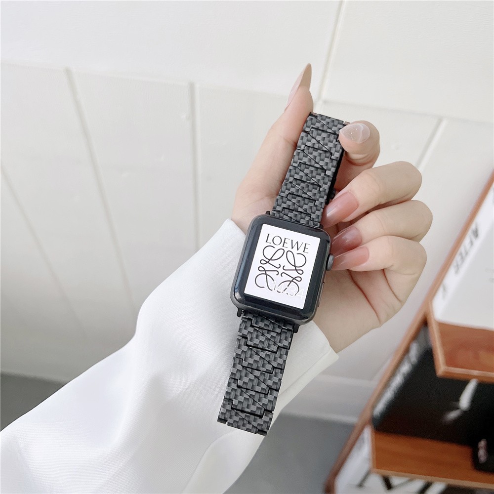 Carbon Fiber Strap for Apple Watch Band 45mm 44mm 42mm 41mm 40mm 38mm Watchband Link Bracelet Strap iWatch Series 5 4 3 6 SE 7