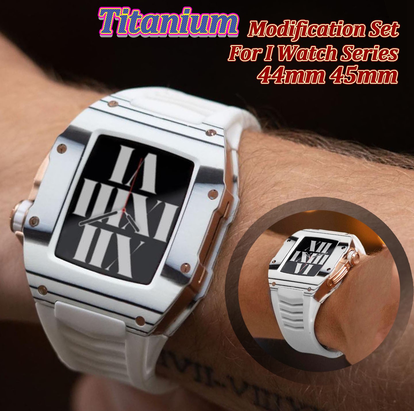 Titanium Watch Modification Set For Apple Watch 7 6 5 4 SE Luxury Watch Accessories For IWatch 45mm 44mm Exclusive Model