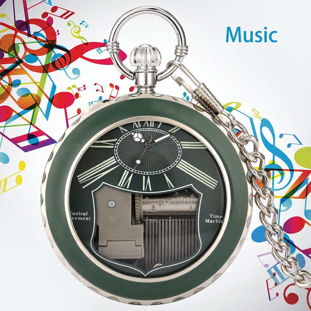 Transparent Glass Musical Pocket Watch Swan Lake Melody Music Watch Antique Pendant Pocket Watch Vintage Quartz Watches Gift