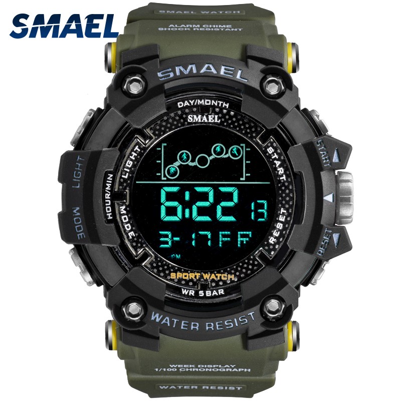 SMAEL Military Watch Men Water Resistant Army Sport Watch led Digital Wristwatch Male Stopwatches 1802 relogio masculino watches