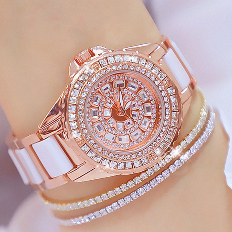 2022 Diamond Watches Women Famous Brand Fashion Ceramic Wristwatches Women Ladies Stainless Steel Female Clock Relogio Feminino