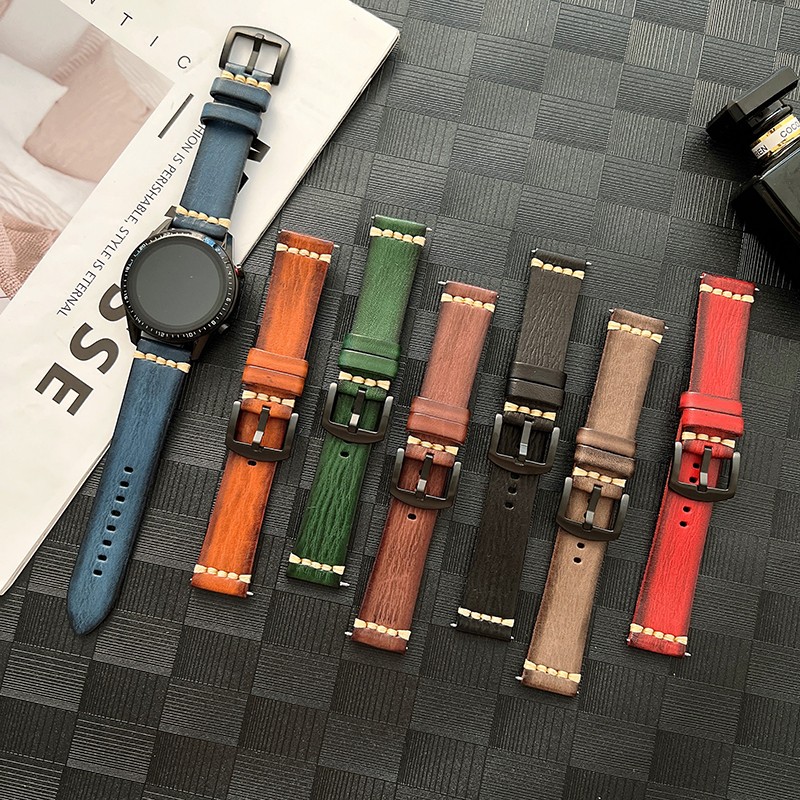 20 22mm Leather Bracelet Strap For Samsung Galaxy Watch Active2 40 44mm Watchband For Samsung Galaxy Watch 46mm Gear S3 Bracelet