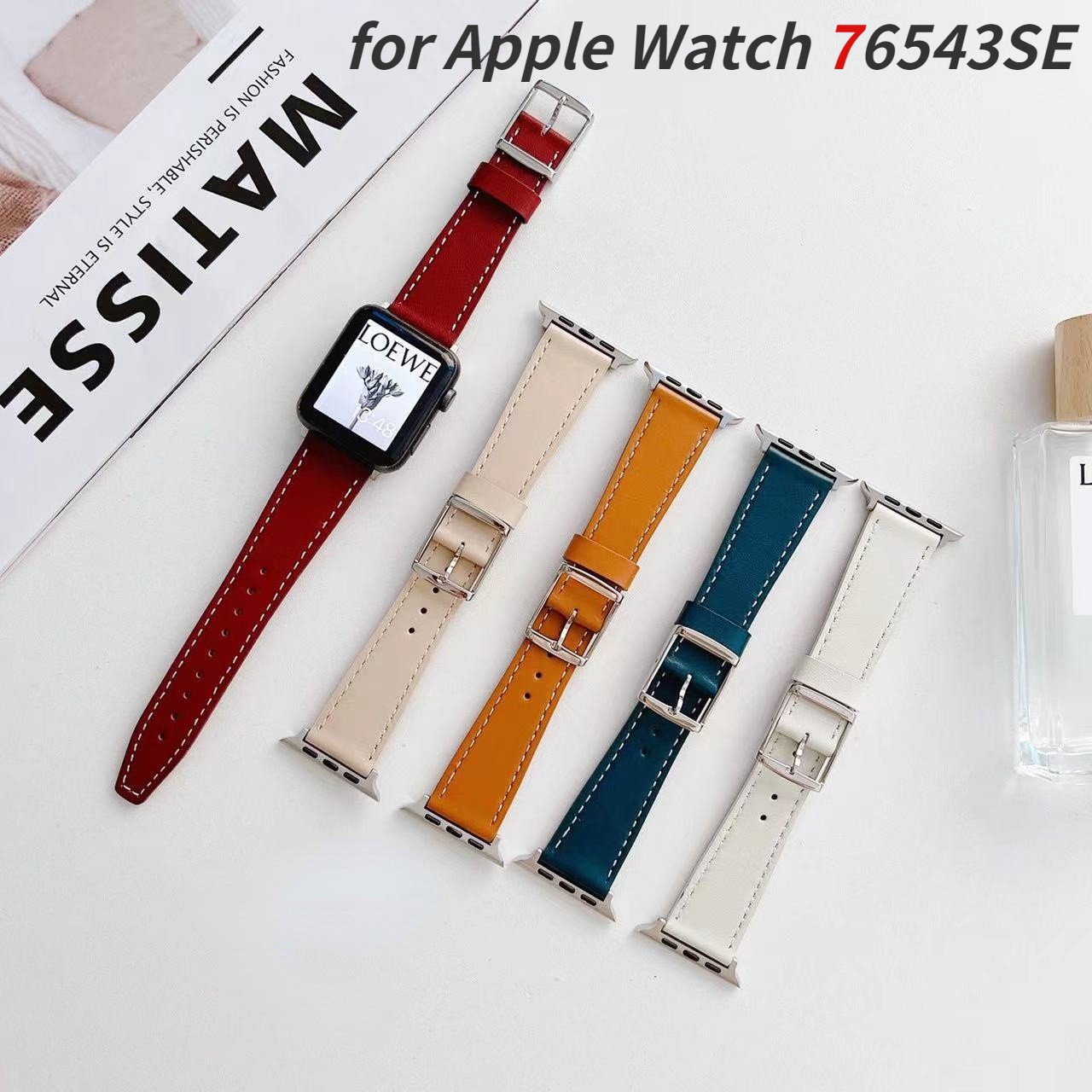 Leather Strap for Apple Watch Band 7 45mm 41mm Soft Sport Band Wristband for iWatch 6 5 4 3 SE 44mm 42mm 40mm Band Coeera