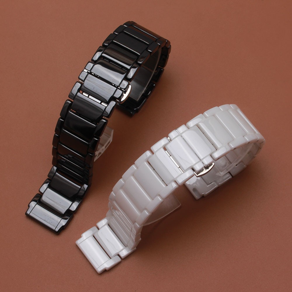 High Quality Watchband Black White Ceramic Watch Accessories 20mm Lug 18mm Special End Straps Bracelets for Huawei Smart Watches