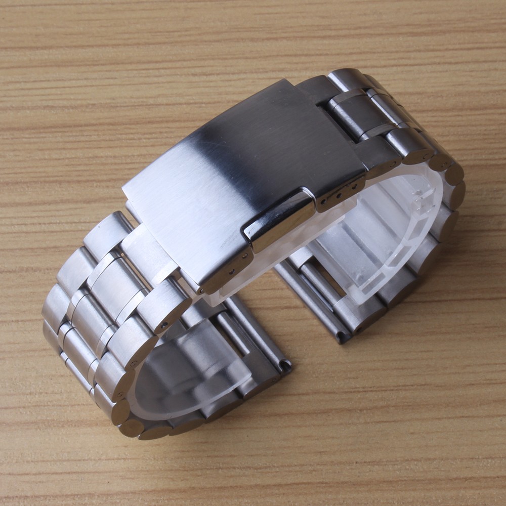 Silver Bracelet Solid Stainless Steel Watch Band Adjustable Metal Strap High Quality Watchband 18mm 20mm 22mm 24mm Mens Womens