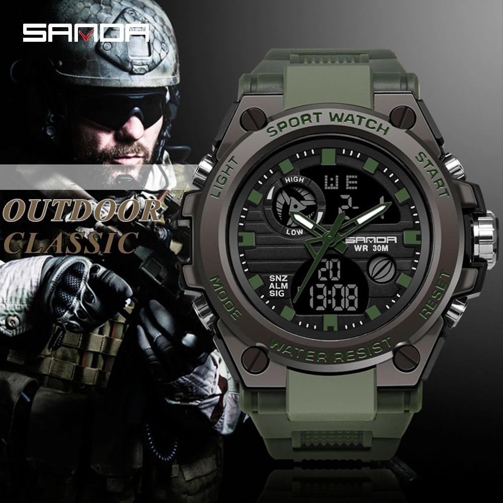 SANDA 739 Sports Watches Men Luxury Brand Military Quartz Watch Men Waterproof S Shock Male Clock relogio masculino 2022