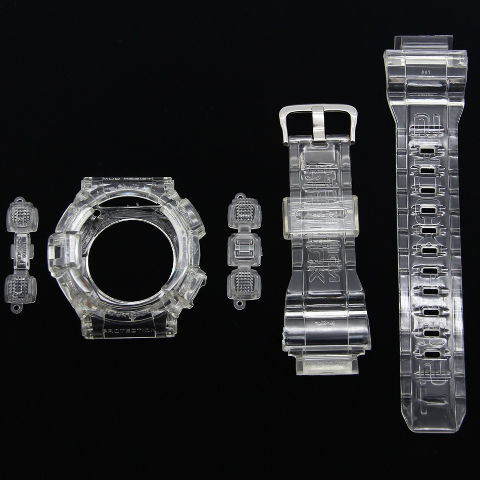 Watch Bands and Case for G-9300 GW-9300 Ice Crystal Transparent Watch Strap and Bezel with Gift Tools for Man and Woman