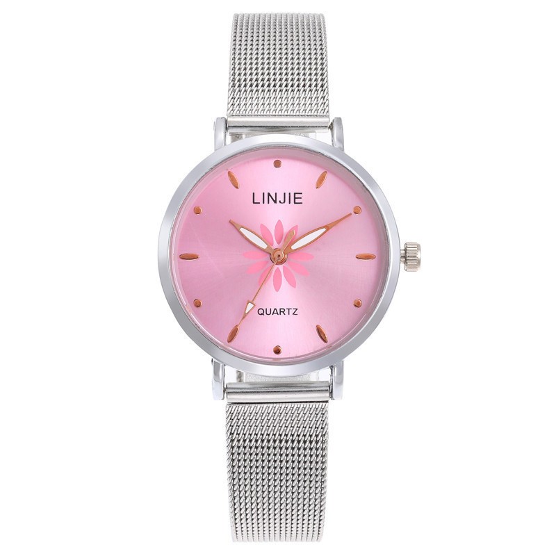 Hot selling simple high-grade stainless steel flower women's quartz watch mesh bracelet leisure female student