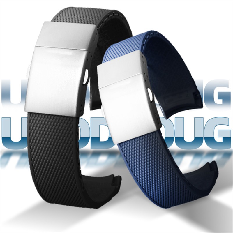 Silicone Rubber Watchband For L-ongines Watch Concas L3.742 642 644 781 Series Men 21mm Black Blue Watch Strap