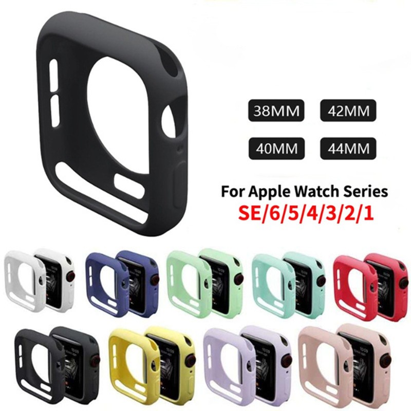 Flexible Soft TPU Bumper Protective Cover For Apple Watch 7 6 5 4 3 2 1 SE Applewatch Series 38mm 42mm 40mm 44mm 41mm 45mm Case