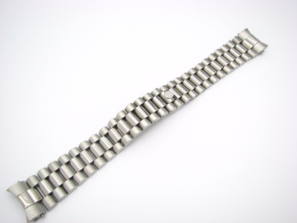 CARLYWET - Solid Curved Screw Link, 20mm, Deployment Clasp, Stainless Steel Watch Band, Strap for Rolex President