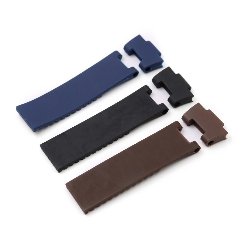 Carliot 22*10mm/25*12mm Black Brown Blue Waterproof Silicone Rubber Replacement Wristband Strap Strap for Ulysse Nardin