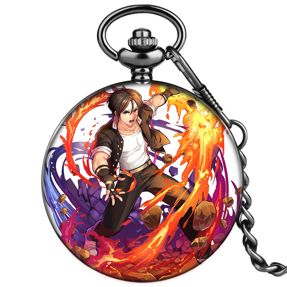 New custom cartoon character style personality nostalgic men's quartz pocket watch with thick chain Valentine's Day gift