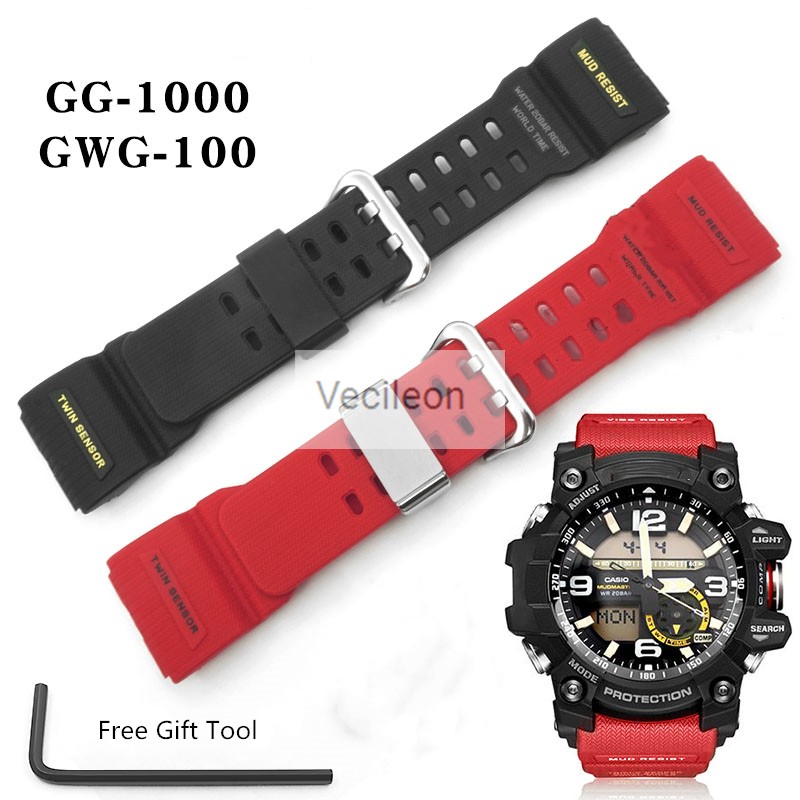 Silicone Resin Watchband for GG-1000 GWG-100 GSG-100 Men Sports Waterproof Replacement Watch Band Watch Accessories with Tools