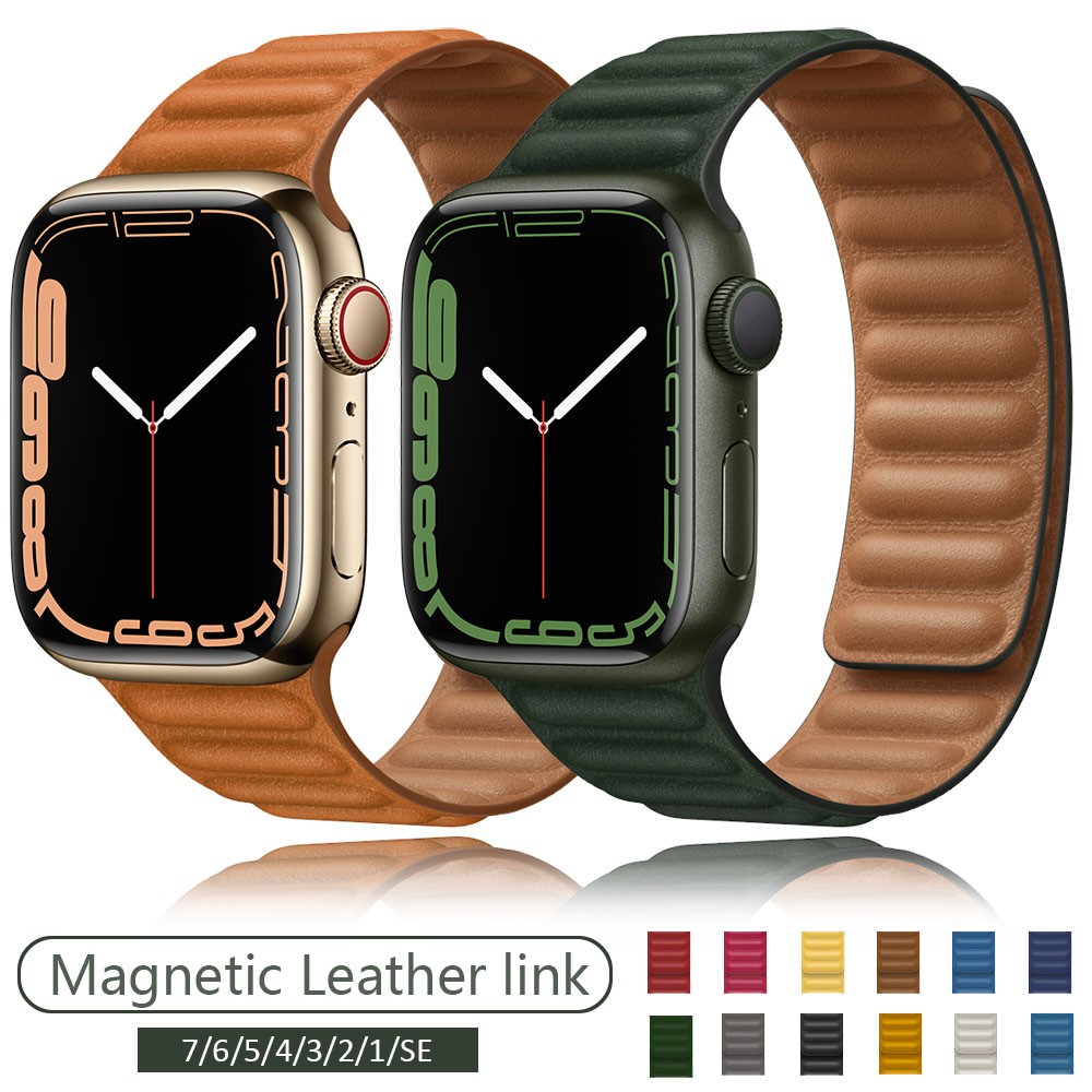 Leather Link Loop Magnetic Strap for Apple Watch Series Band 44mm 40mm 42mm 41mm 45mm Applewatch IWatch 7 6 SE 5 4 3 2 Bracelet