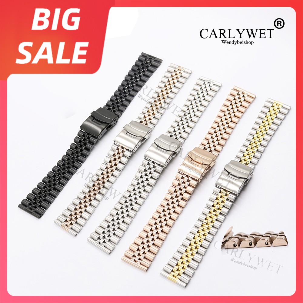 CARLYWET-سوار ساعة فاخر ، 20 مللي متر ، 22 مللي متر ، 316L ، طرف مستقيم ، وصلات لولبية صلبة ، حزام بديل لـ Seiko ، أوميغا