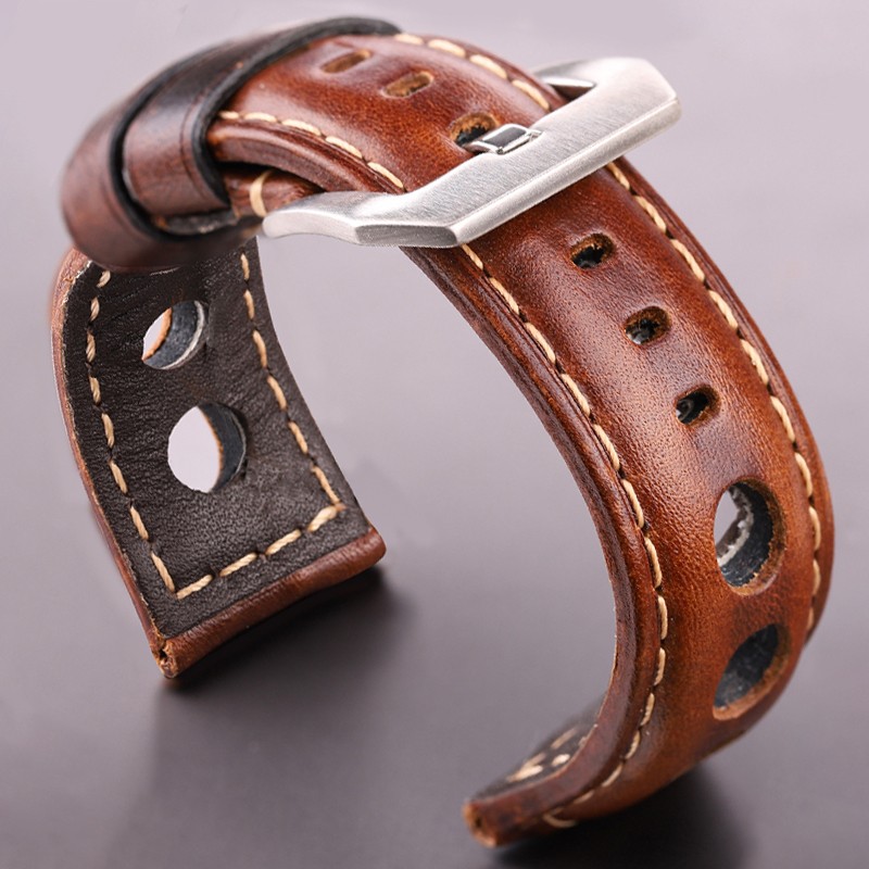 Cowhide Watch Strap Bracelet Vintage Genuine Leather 20mm 22mm 24mm Watchband Women Men Fashion Watch Band Strap With Pin Buckle