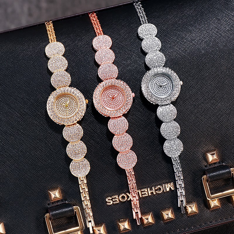 Women's Wrist Watches Rose Gold Color Full Rhinestones Diamond Wristwatches Casual Party Dress Ladies Gift For Girls D189