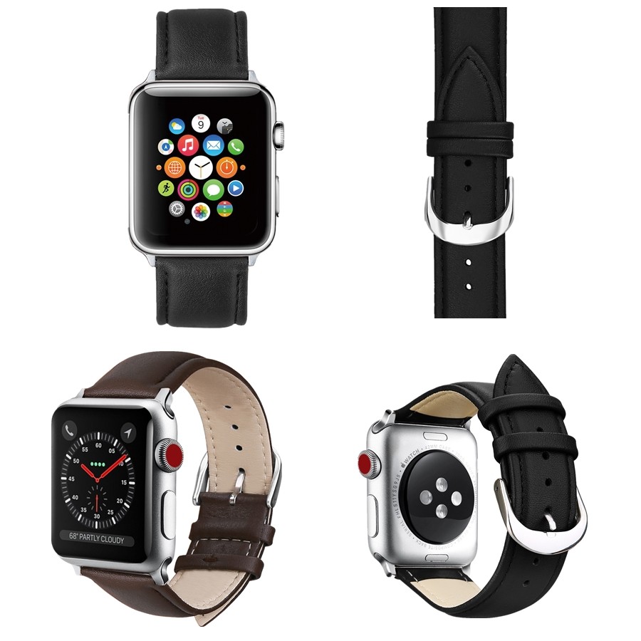 أحزمة جلدية فاخرة لساعة apple watch series 6 5 4 3 2 SE ، إكسسوارات iwatch 38 4042 44 مللي متر