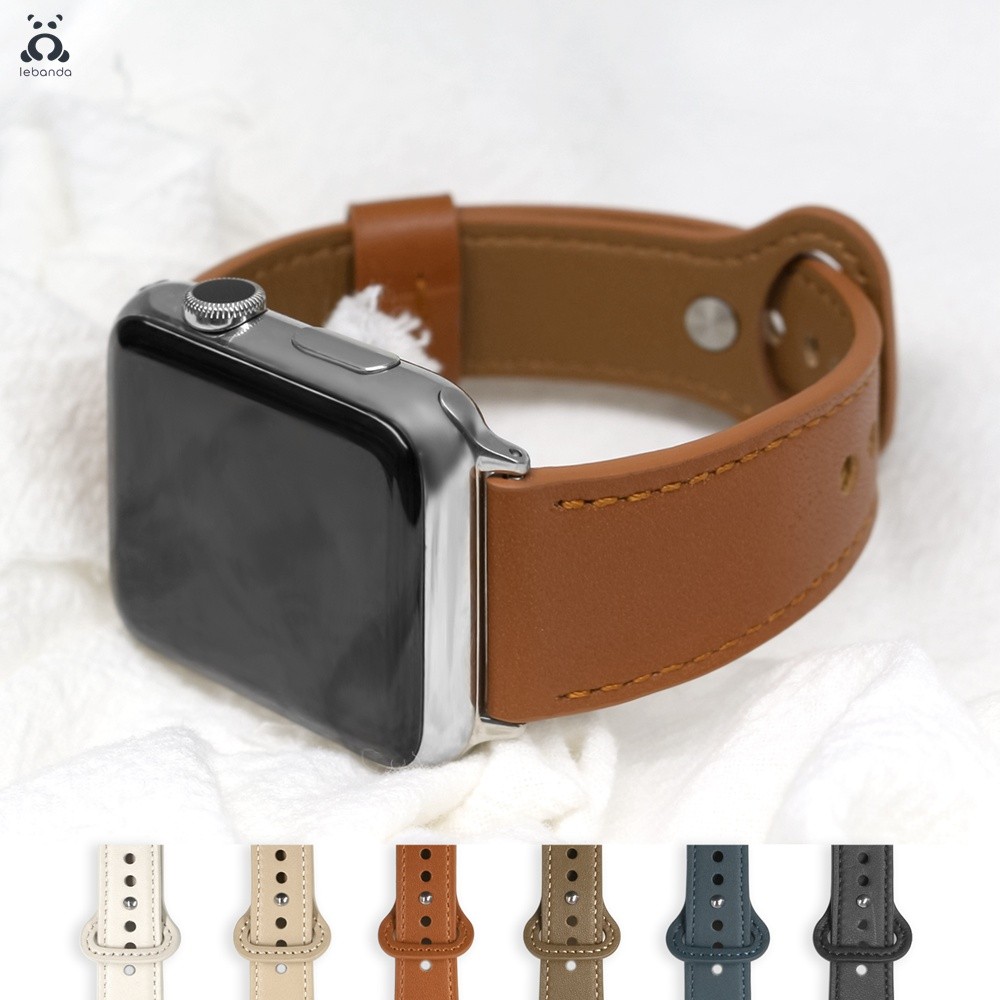 Leather Pin Buckle Strap for Apple Watch Series Strap 7 6 SE 5 4 3 2 Sport Strap Modern Single Loop Design Suitable for iWatch