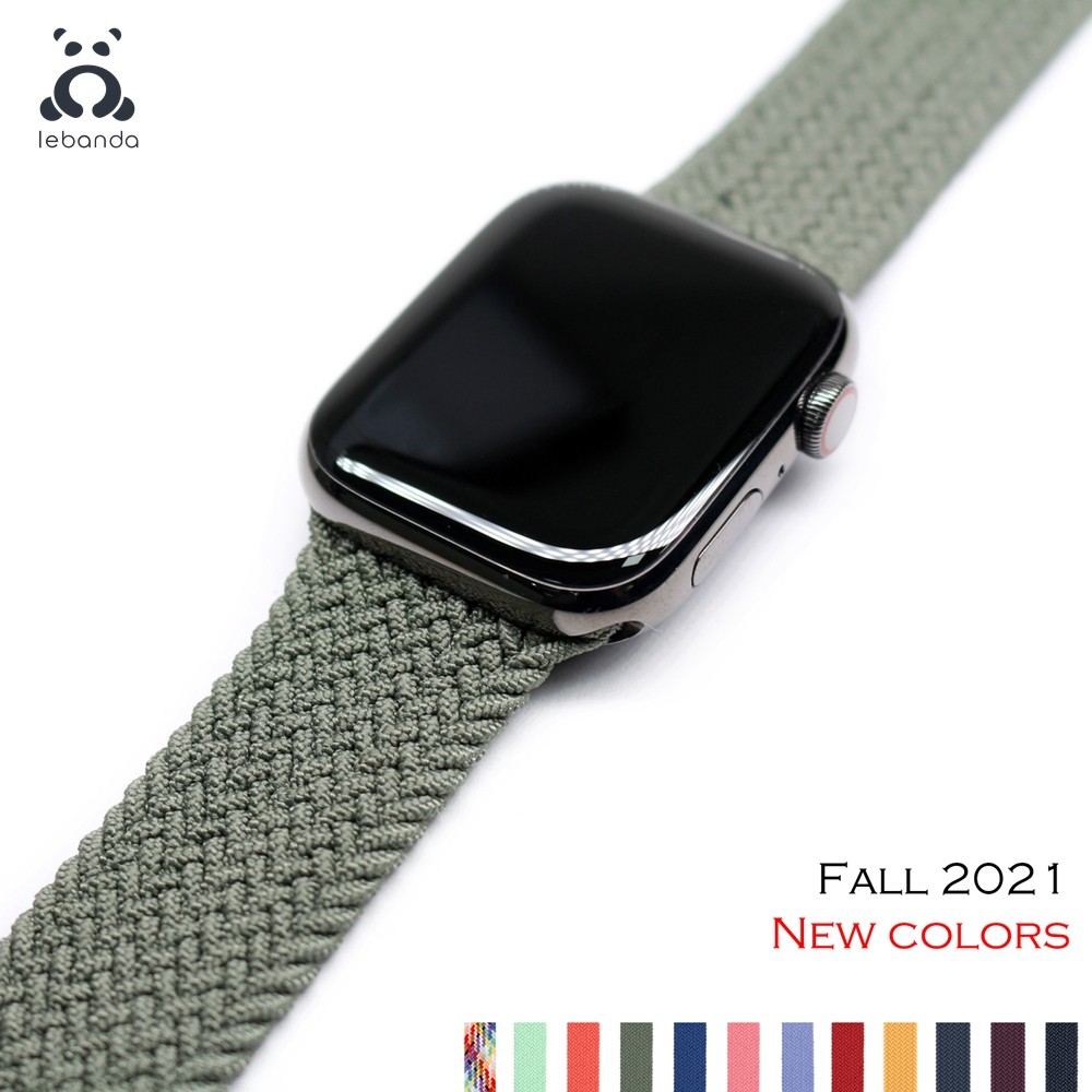 Lebanda مضفر سولو حلقة ل أبل حزام ساعة اليد سلسلة 7 6 SE 5 4 3 لمط حزام البوليستر الغزل مناسبة ل iWatch 41 45 مللي متر