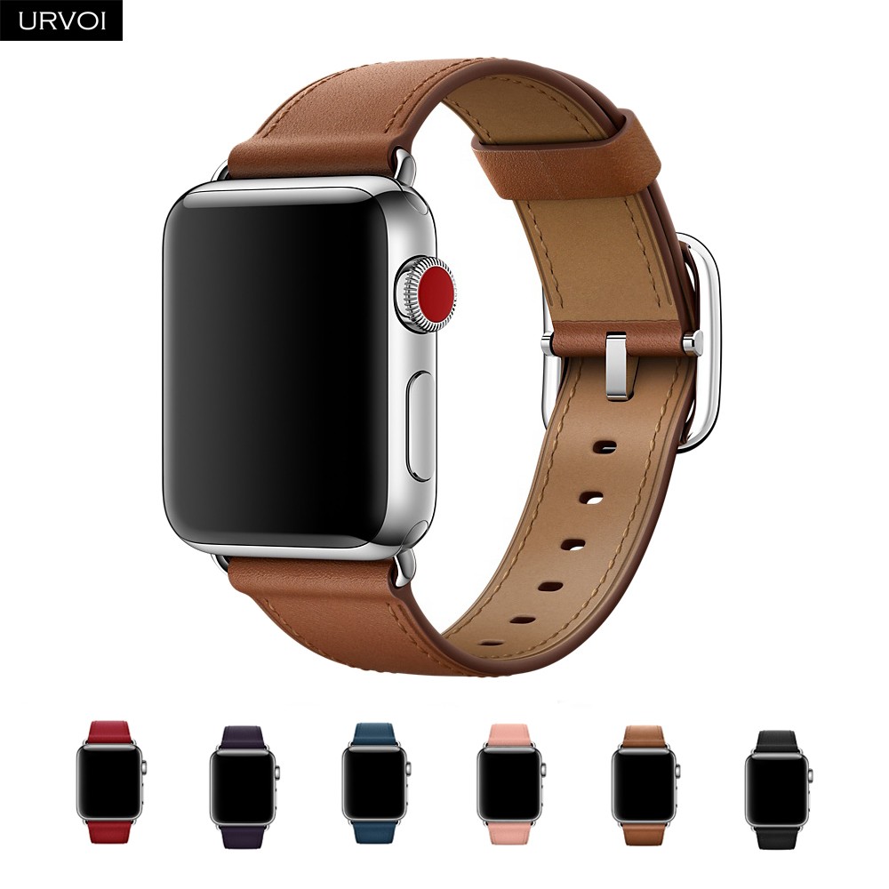 URVOI حزام من الجلد ل أبل سلسلة ساعة 7 6 SE 5 4 321 العجل حزام من الجلد ل iwatch 40 44 مللي متر مربع مشبك التصميم الحديث GEN.2