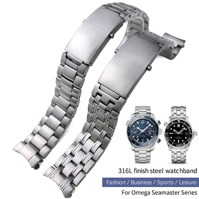 20mm Stainless Steel Watch Band Replacement For Omega 300 Ocean 007 316L Solid 22mm Silver Strap Bracelet Accessories