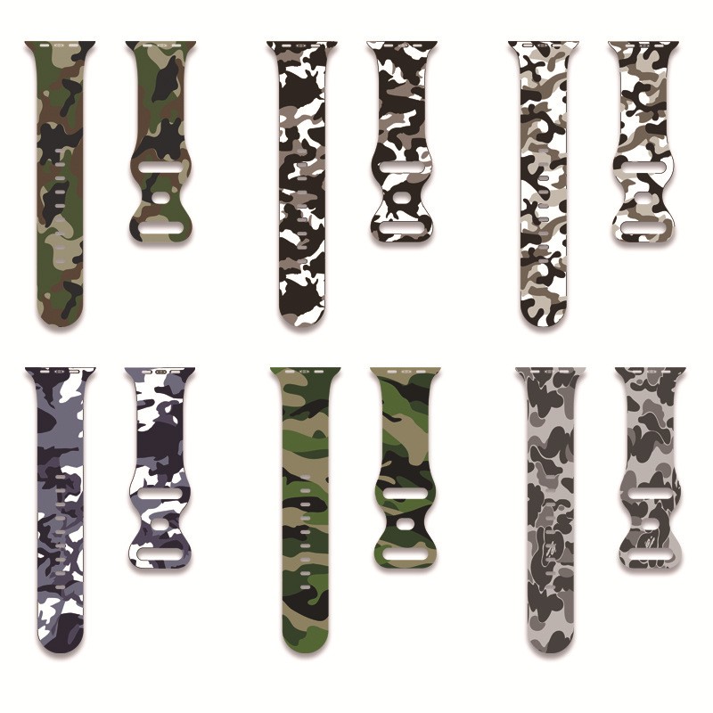 Camouflage series strap for Apple watch band 44mm 40mm 45mm 41mm 38mm 42mm korea silicone smartwatch iWatch serie 7 3 4 5 6 SE