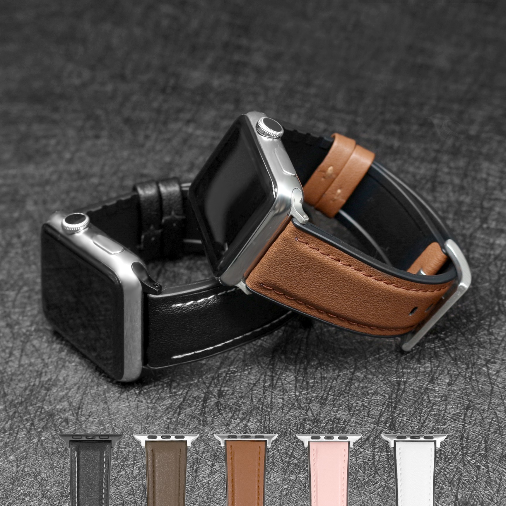 URVOI Leather Strap for Apple Watch Series 7 6 SE 5 4 3 Feel Comfortable Soft Touch Pin Buckle Suitable for iWatch 40 41 44 45mm