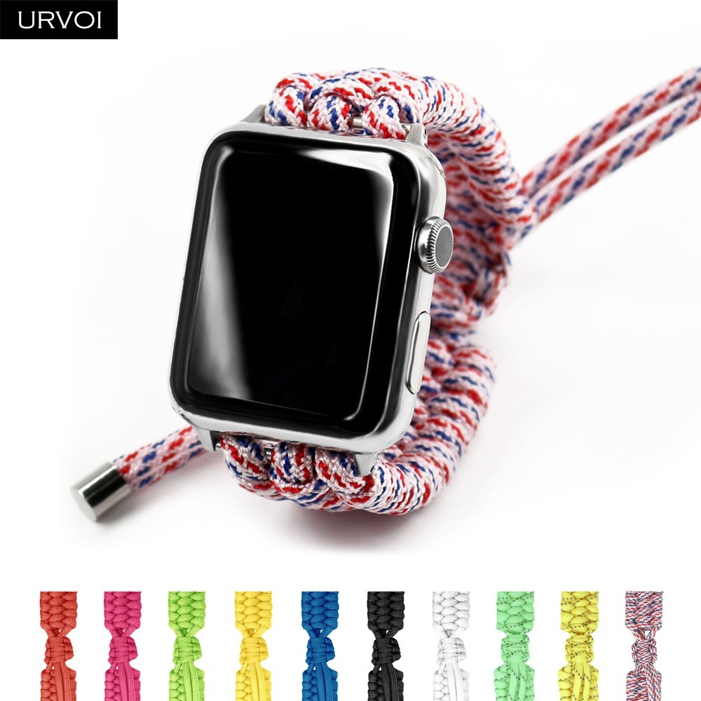 URVOI Parachute Lanyard Band for Apple Watch Series 7 6 SE 5 4 321 Stretch Buckle Rope Strap for iWatch outdoor Design 40 44mm