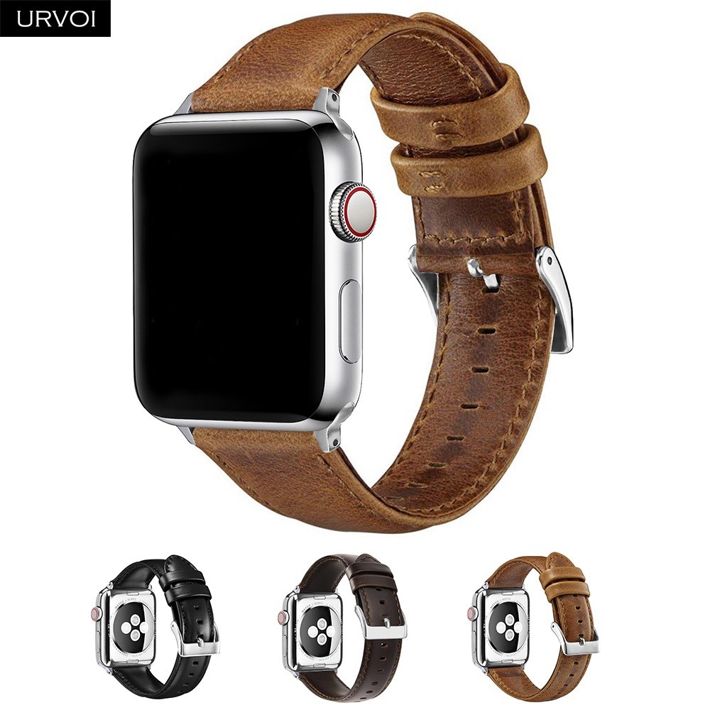 URVOI حزام ل أبل سلسلة ساعة 7 6 SE 5 4 3 2 حزام من الجلد ل iwatch حقيقية الطبقة العليا الكلاسيكية مشبك الذراع الفرقة المعصم حزام