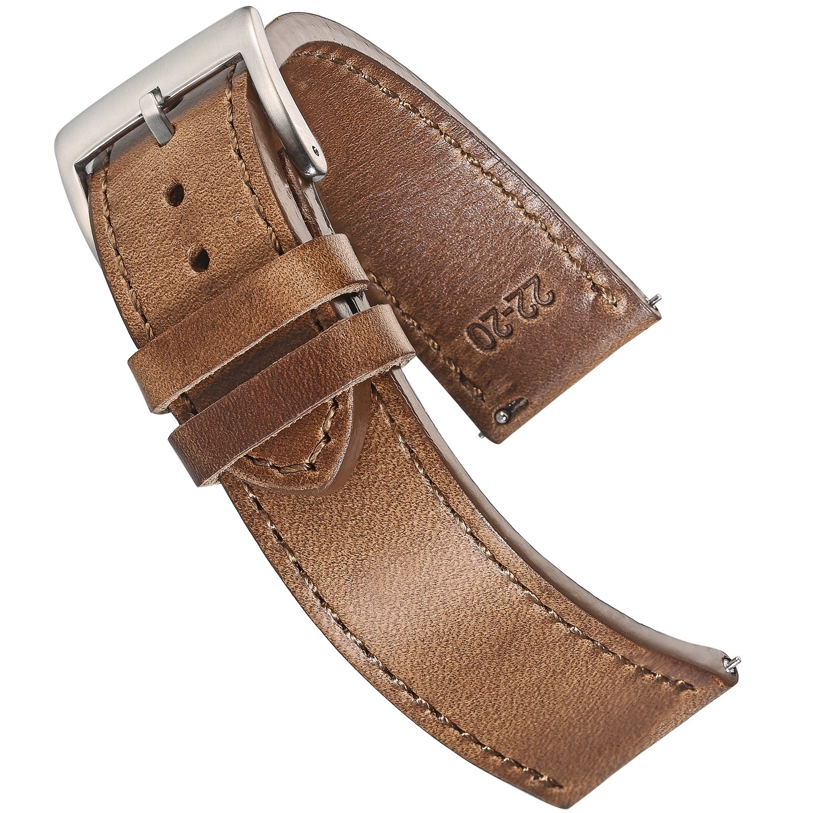 High Quality Horween Genuine Leather Straps Brown Soft Wrap Handmade Horse Leather Watch Strap 18mm 20mm 22mm