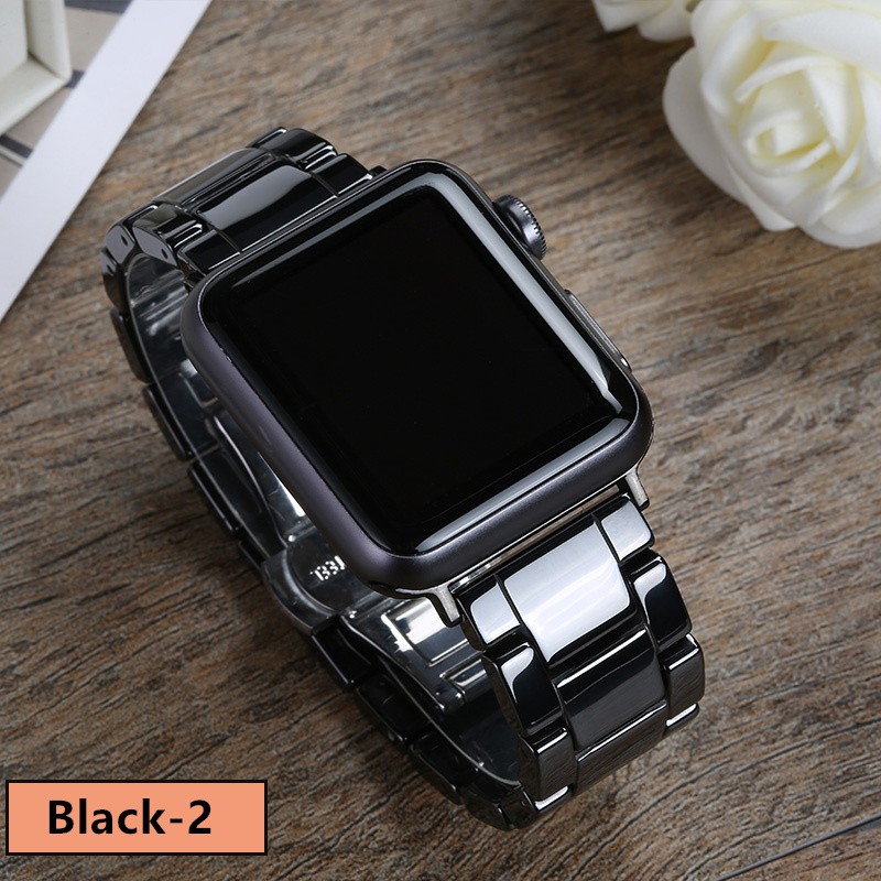 Ceramic strap for Apple Watch band 44mm 40mm 45mm 41mm 42mm 38mm accessories stainless steel bracelet iWatch series 7 6 5 4 3 se