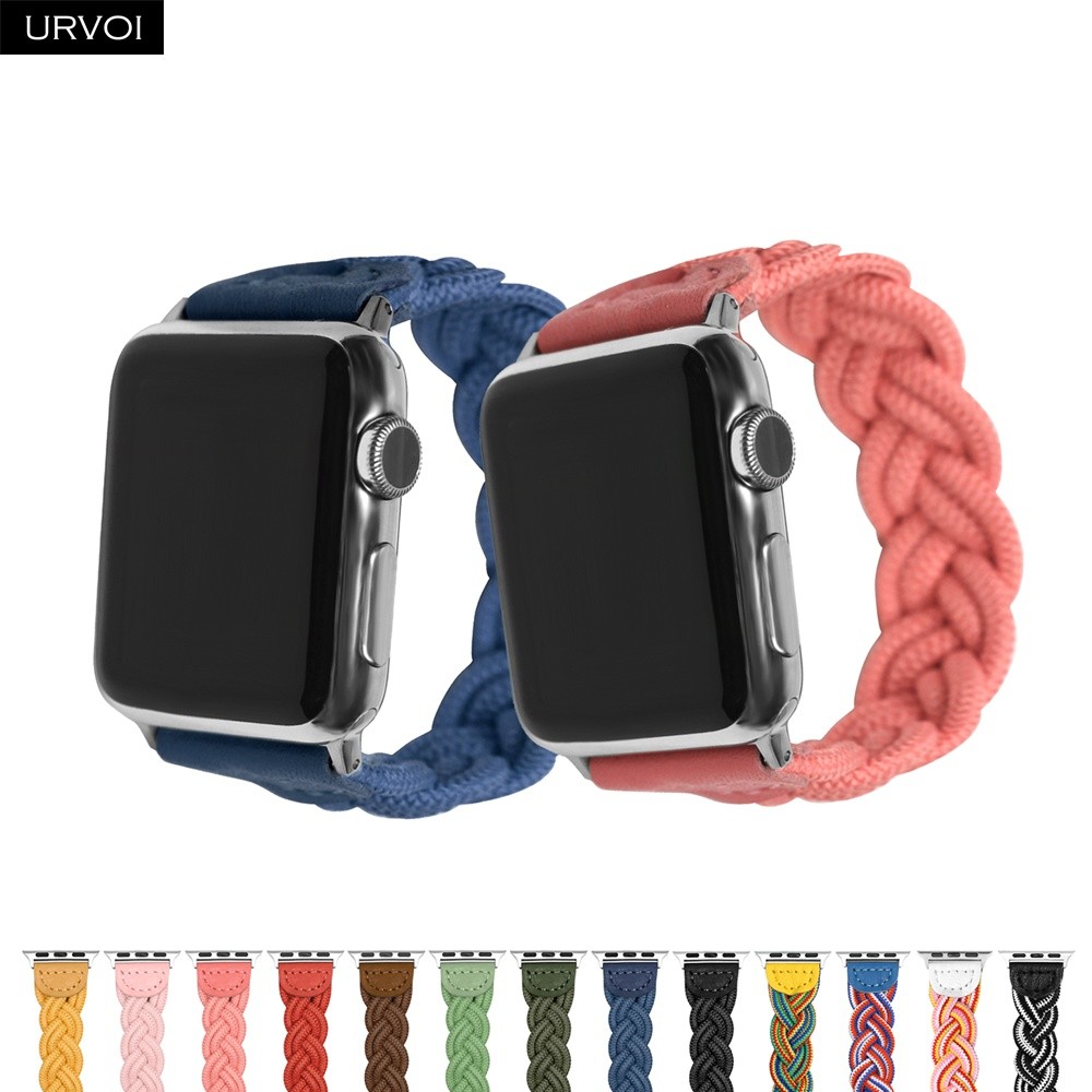 URVOI Braided Band for Apple Watch Series 7 6 SE 5 4 321 Woven Nylon Strap for iWatch Stretchable Replacement Classy Design 40mm