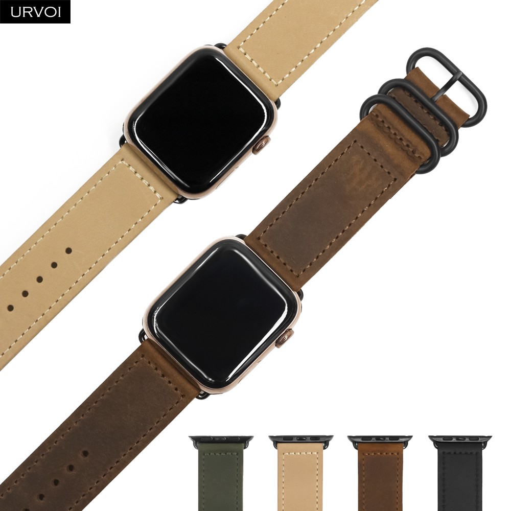 URVOI الفرقة ل أبل سلسلة ساعة 7 6 SE 5 4 3 2 حزام ل iwatch الكلاسيكية مشبك المعصم الفرقة اليدوية الرجعية الجلود الفرقة 40 44 مللي متر