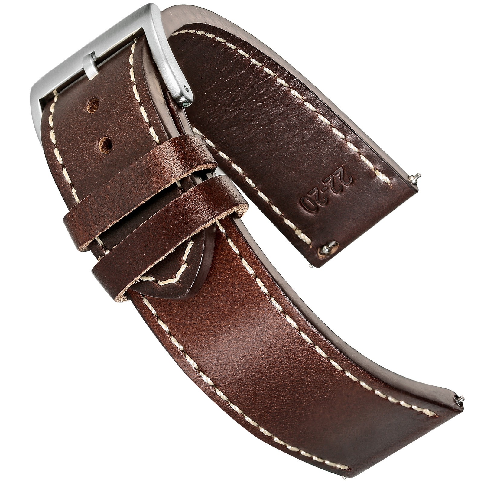 High Quality Horween Genuine Leather Straps Brown Soft Wrap Handmade Horse Leather Watch Strap 18mm 20mm 22mm