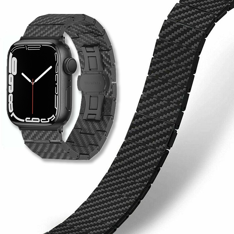 Carbon Fiber Strap for iWatch Series 7 6 SE 5 4 for Apple Watch Band 45mm 41mm 44mm 40mm 42mm 38mm Surface Watchbands