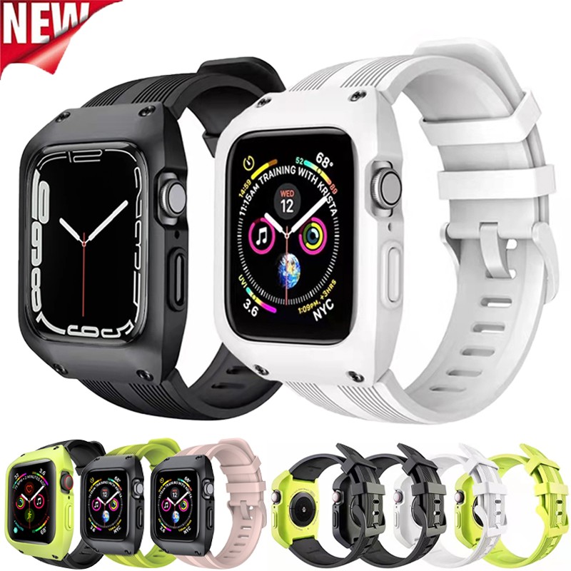 Band For Apple Watch 38 42 40mm 44mm Sport Strap Bracelet For iWatch Series 6543 Full Protective Silicone Rubber Wristband Cover