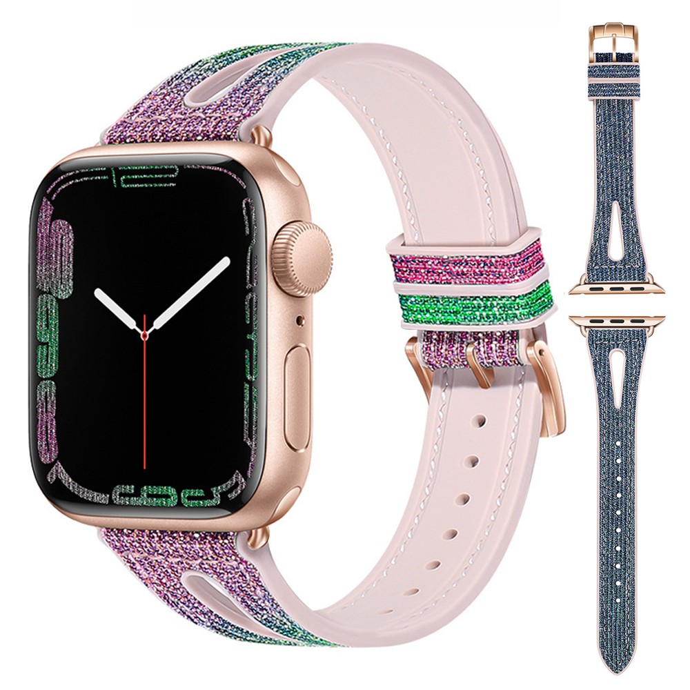 Women Bling Diamond Strap for Apple Watch 7 6 5 41 45 38 42mm Silicone Band for iwatch 4 3 40 44mm Colorful Shiny Gel Bracelet