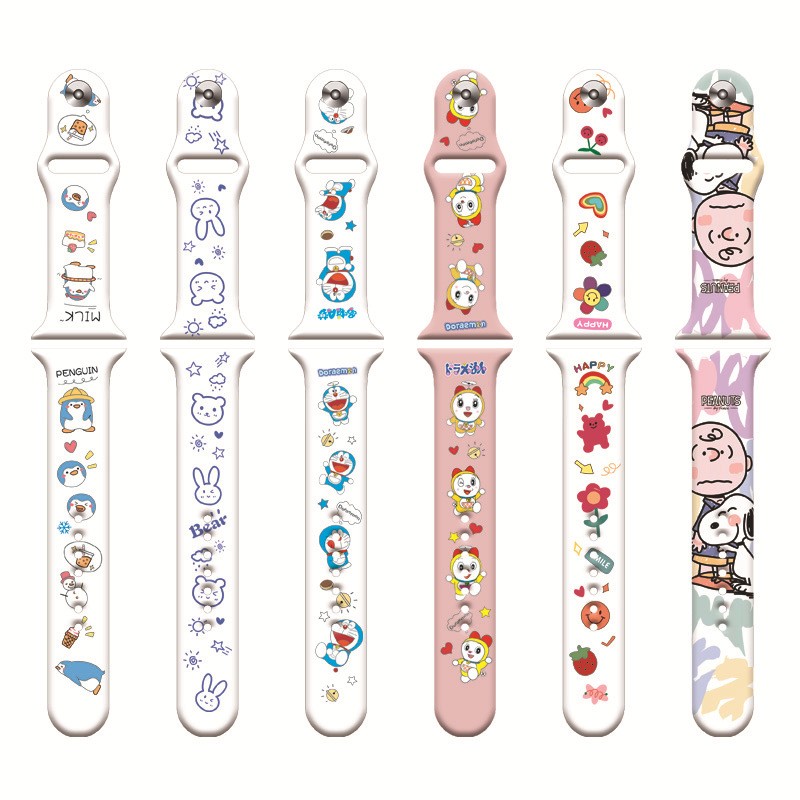 Doraemon Silicone Strap for Apple Watch Band 44mm 45mm 42mm 40mm 38mm 41mm Anime Watchband iWatch Apple Watch Serie 6 5 3 SE 7