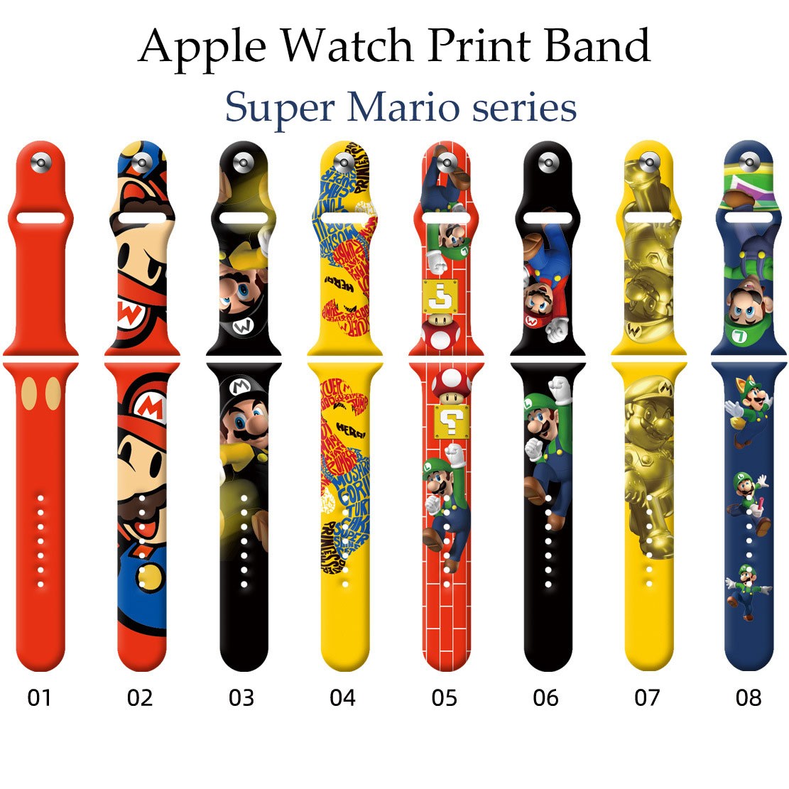 Super Mario Silicone Strap for Apple Watch Band 44mm 45mm 40mm 38mm 42 Watchband for Apple Watch Iwatch Series 6 Se 5 4 3 7